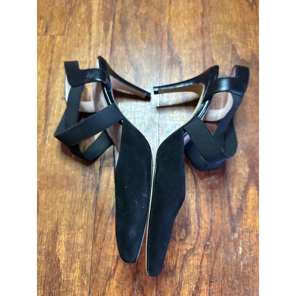 Ancorani Black Suede Elastic Cross Strap Pointed Toe Stiletto Heels Spain Size 6 - Picture 4 of 7